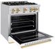ZLINE Classic Autograph Edition 30" Stainless Steel Pro Style Gas Range with White Matte Door and Polished Gold Accents-3