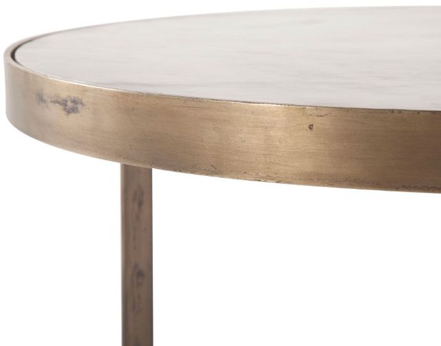 Home Trends & Design Michaelangelo White Top Nesting Coffee Table with Antique Bronze Base-1