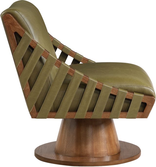 Meridian Furniture Millwin Olive/Walnut Vegan Leather Swivel Accent Chair-2