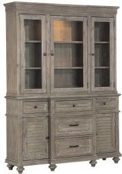 Mazin Furniture Cardano Driftwood Light Brown Buffet & Hutch-2