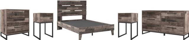 Signature Design by Ashley® Neilsville 5-Piece Multi Gray Full Panel Platform Bed Set-0