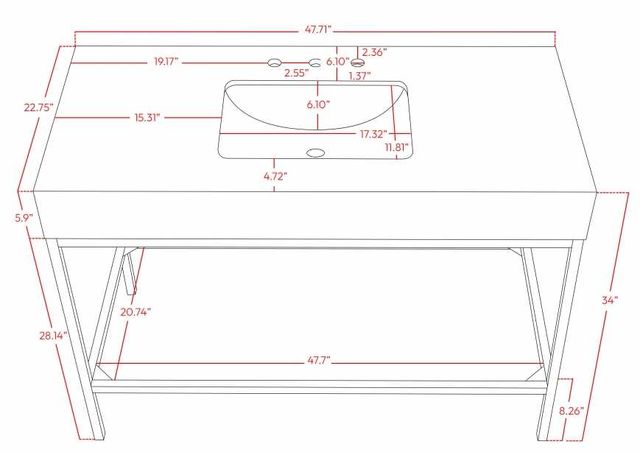 Meridian Furniture Marmo White/Brushed Brass 48" Bathroom Vanity-4
