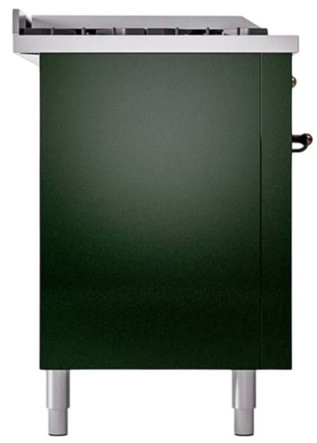 Ilve® Nostalgie II Noblesse 60'' Emerald Green Pro Style Dual Fuel Range with Burnished Trim-2