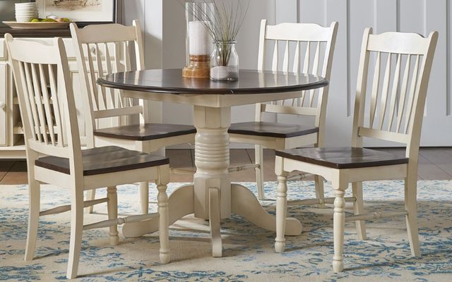 A-America® British Isles Cocoa Bean Dropleaf Dining Table with Chalk Base-2