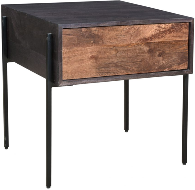 Moe's Home Collection Tobin Brown Side Table with  Iron Base-1