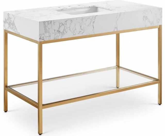 Meridian Furniture Marmo White/Brushed Brass 48" Bathroom Vanity-0