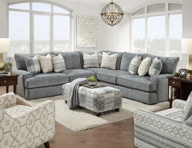 Fusion Furniture Handwoven Slate Toca Madera Slate Gray Cocktail Ottoman-1