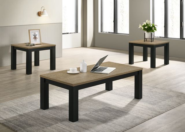 Crown Mark Theo 3-Piece Natural Cocktail Table Set-1