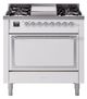 Ilve® Nostalgie II Noblesse 36'' White Pro Style Dual Fuel Range with Chrome Trim-0