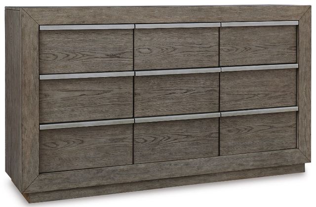 Benchcraft® Anibecca 2-Piece Weathered Gray Queen Upholstered Panel Bed Set-2
