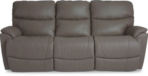 La-Z-Boy® Trouper Gray Leather Manual Reclining Sofa-0