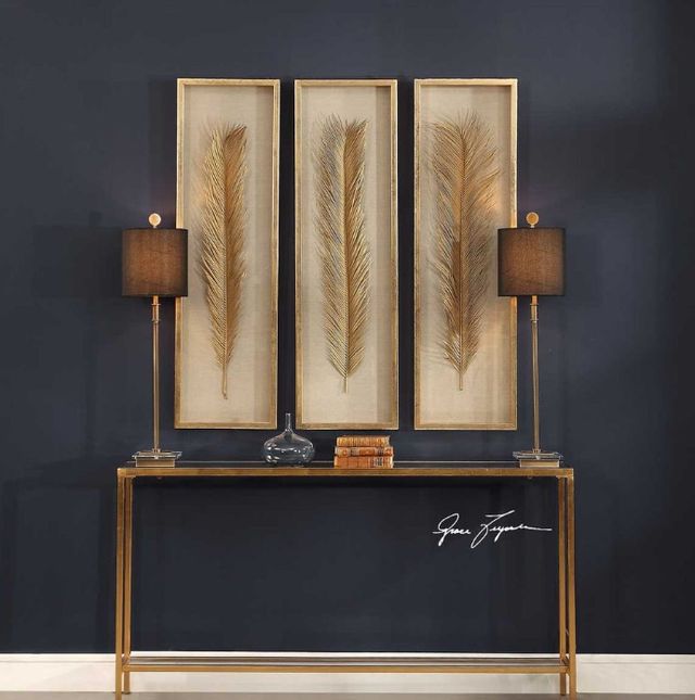 Uttermost® Palma 3-Piece Gold Shadow Boxes Wall Art Set-2