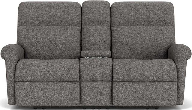 Flexsteel® Davis Onyx Reclining Loveseat with Console-1