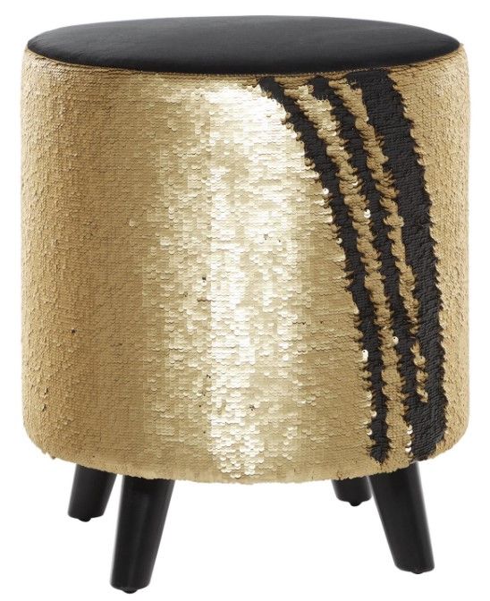 Deco Marche Gold Stool with Sequins-0