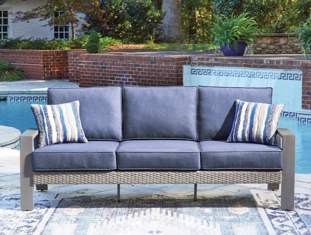 Signature Design by Ashley® Dillon Beach Blue/Gray Aluminum Outdoor Sofa-1