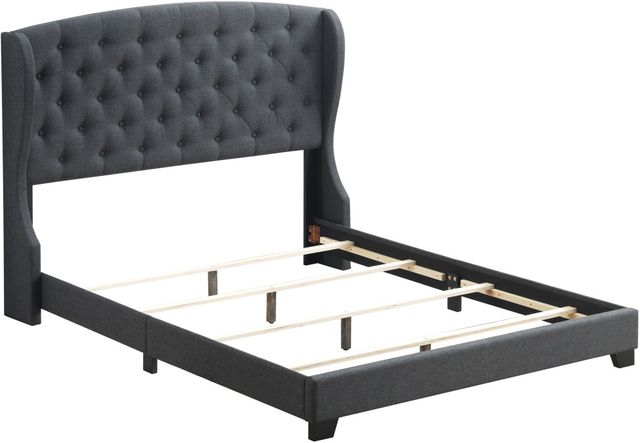 Coaster® Charcoal Krome Queen Upholstered Bed With Demi-Wing Headboard-0