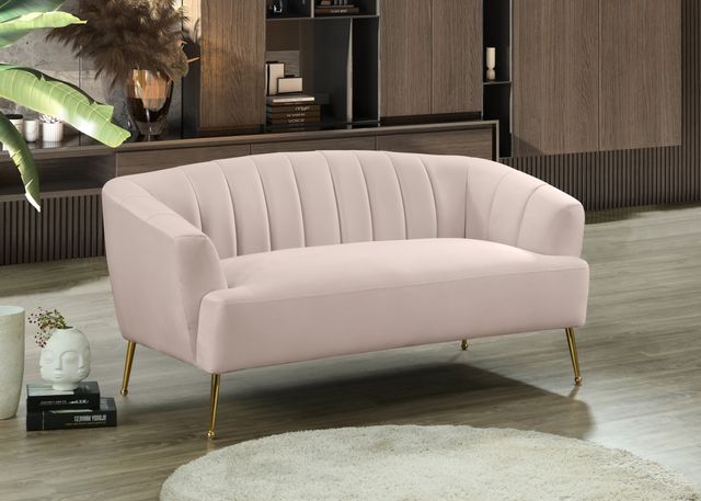 Meridian Furniture Tori Pink Velvet Loveseat-1