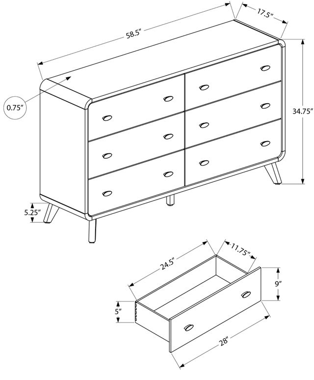 Monarch Specialties Inc. White Oak Dresser-2