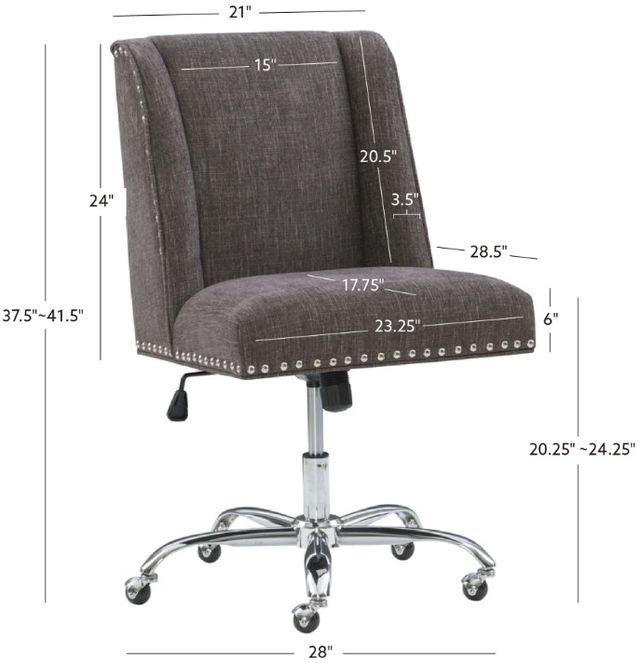 Linon Draper Charcoal Office Chair-2