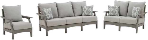 Signature Design by Ashley® Visola 4-Piece Gray Outdoor Conversation Set-0