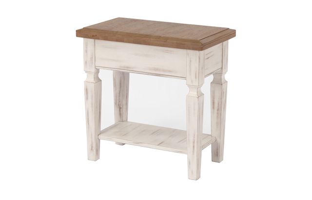 Winners Only® Prescott Burlap 14” Chair Side Table with Distressed White Base