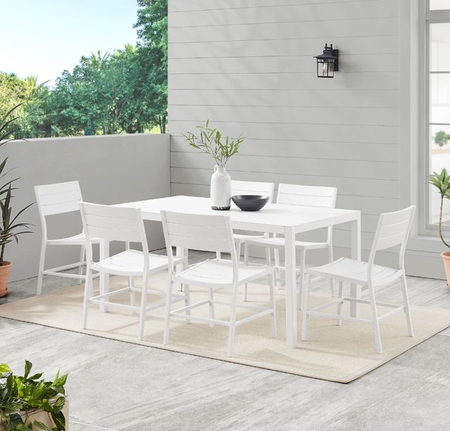 Linon Alora 7-Piece White Aluminum Outdoor Dining Set-1