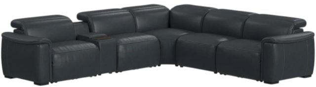 Flexsteel® Camden Abyss Blue Leather Power Reclining Sectional with Custom Layout Options-0