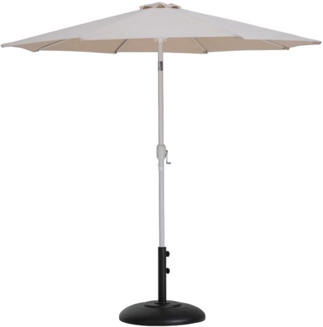 Meridian Furniture Fiji Beige/Matte Black/Matte White Aluminum Outdoor Patio Umbrella and Base-0