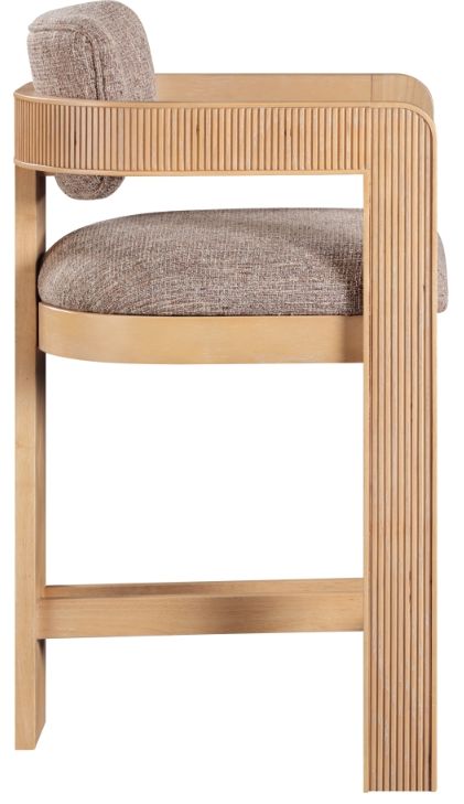 Meridian Furniture Sacha Brown/Natural Upholstered Counter Stool-2