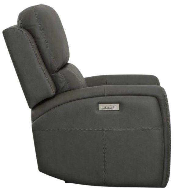 Flexsteel® Linden Charcoal Power Recliner with Power Headrest and Lumbar-4