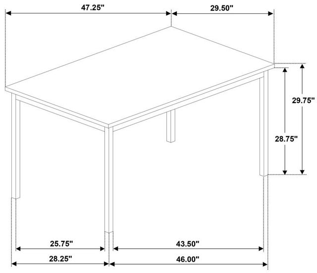 Coaster® Garza Greige Oak Rectangular Dining Table with Matte Black Base-2