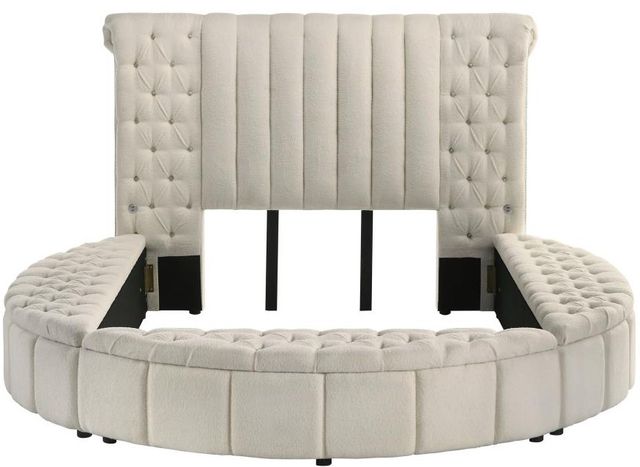 Coaster® Sonya Ivory Queen Upholstered Sleigh Storage Bed-1