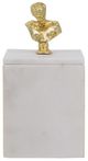 A & B Home White 4" Marble Box-0