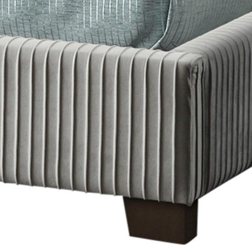 Bernards Jennie Gray Pleated Upholstered Queen Panel Bed-3