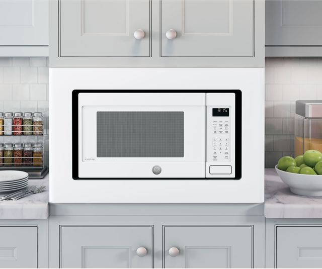 GE® 27" White Built In Microwave Trim-1