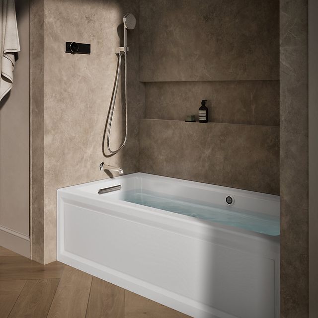 KOHLER® Archer® White 66" x 32" Alcove Whirlpool Bath with Bask® Heated Surface - Left Drain-1