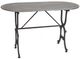 A & B Home Gray Iron Oval Outdoor Patio Table with Black Base-0