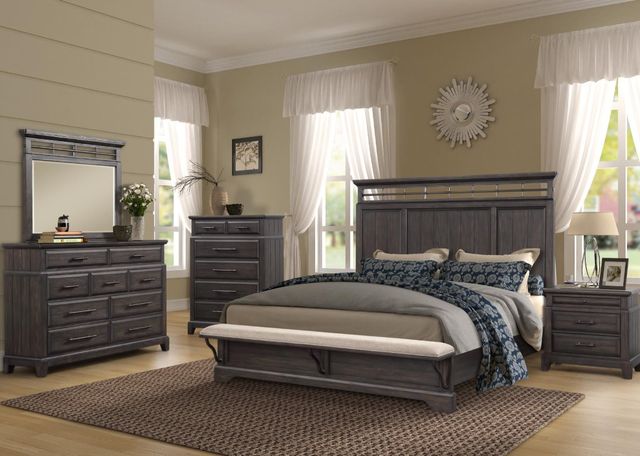 Bernards Bellamy Lane Coffee Queen Panel Bed with Bench-1