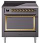 Ilve® Nostalgie II Noblesse 36'' Graphite Matte Pro Style Induction Range with Brass Trim-0
