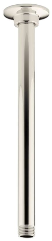 KOHLER® Vibrant Polished Nickel 12" Ceiling-Mount Single-Function Rainhead Arm and Flange-0