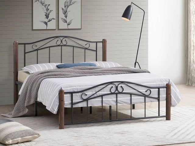 IFDC Black/Walnut Queen Platform Bed-1