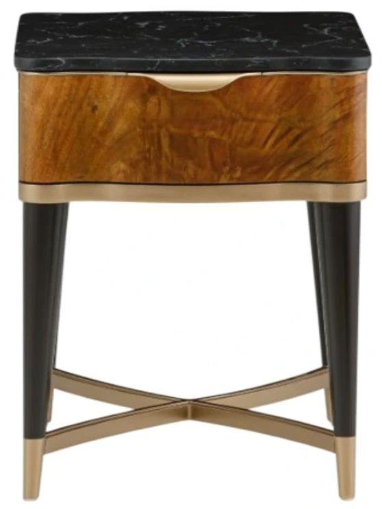 Michael Amini® Malibu Crest Black End Table Burnished Gold Legs-2