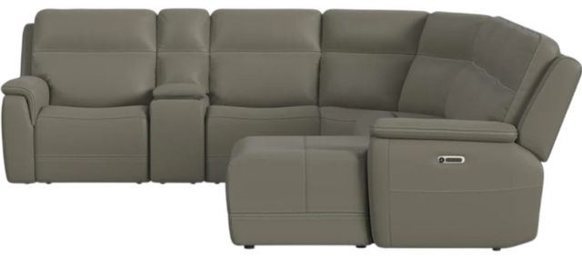Flexsteel® Sawyer Gray Leather Power Reclining Sectional with Custom Layout Options-3
