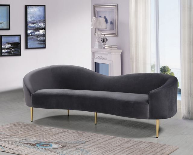 Meridian Furniture Ritz Grey Velvet Sofa-1