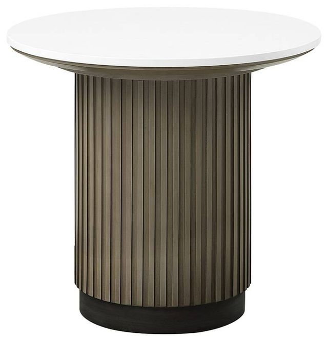 ACME Furniture Clayten White End Table with Light Oak Base-0