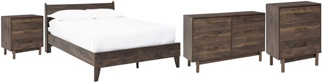 Signature Design by Ashley® Calverson 4-Piece Mocha Queen Platform Bed Set-0