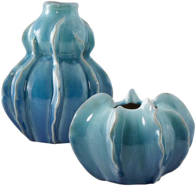 Uttermost® Stratum 2-Piece Ocean Wave Blue/Green Indoor-Outdoor Vase Set-3