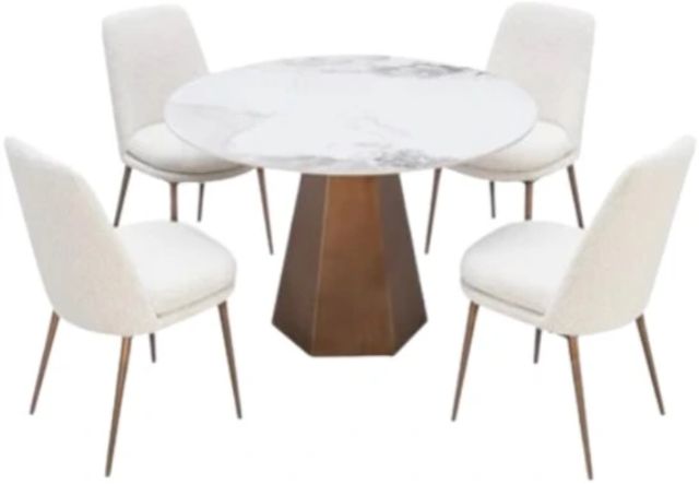 Modus Furniture Crossroads 2.0 Carmel Chanelle Top Round Dining Table with Bronze Base-2