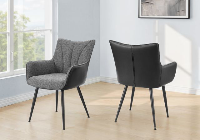 Monarch Specialties Inc. 2-Piece Dark Grey 35" Fabric Dining Chair Set with Black Faux Leather Back-1