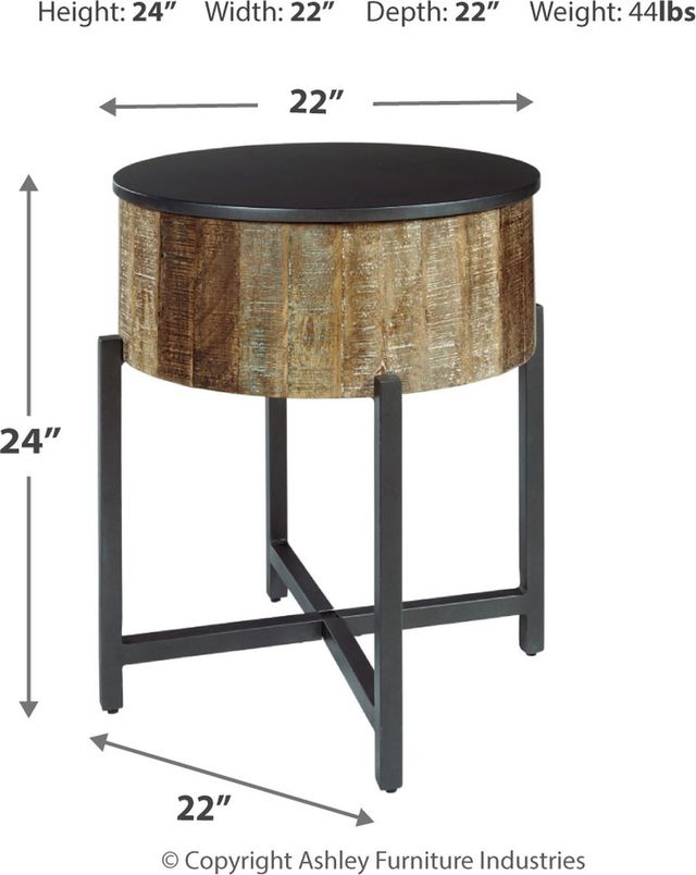 Signature Design by Ashley® Nashbryn Brown Round End Table with Gunmetal Cross Base -4
